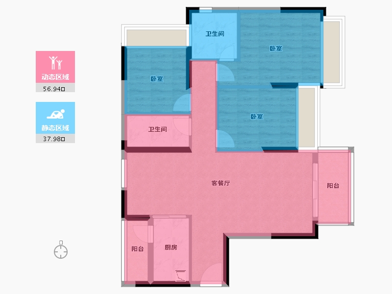 广东省-清远市-海伦湾-84.79-户型库-动静分区