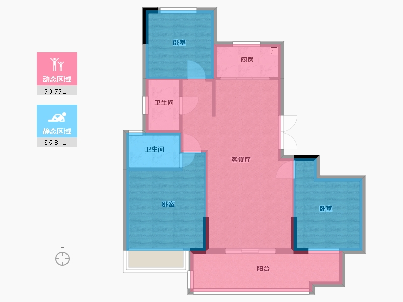 湖南省-长沙市-宇业东方红郡-78.41-户型库-动静分区