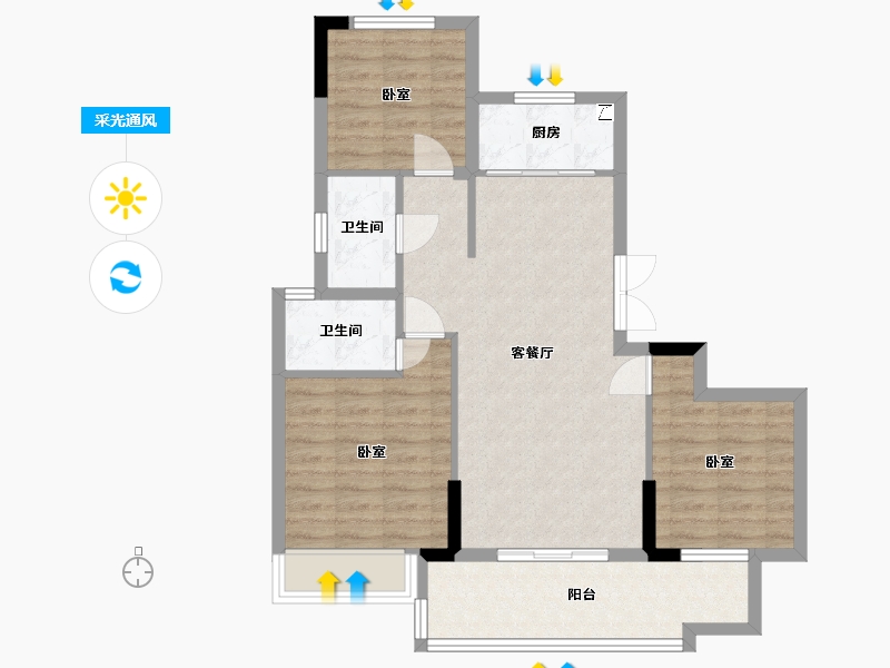 湖南省-长沙市-宇业东方红郡-78.41-户型库-采光通风