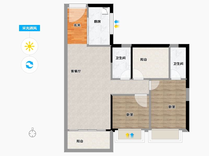 广东省-广州市-碧桂园凤凰湾-71.00-户型库-采光通风