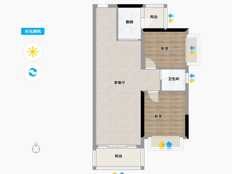 湖南省-郴州市-林邑翰庭-65.57-户型库-采光通风