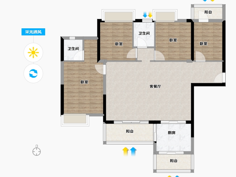 广东省-清远市-仁兴城市花园-117.36-户型库-采光通风