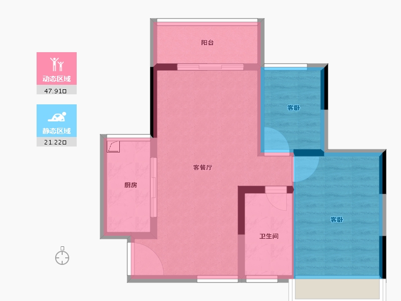 广东省-珠海市-福康花园二期-61.30-户型库-动静分区