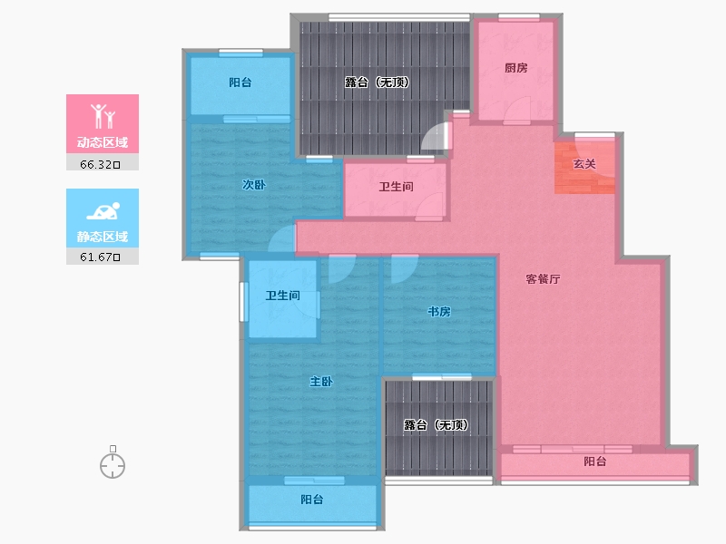 湖南省-长沙市-房聚云台府-141.90-户型库-动静分区