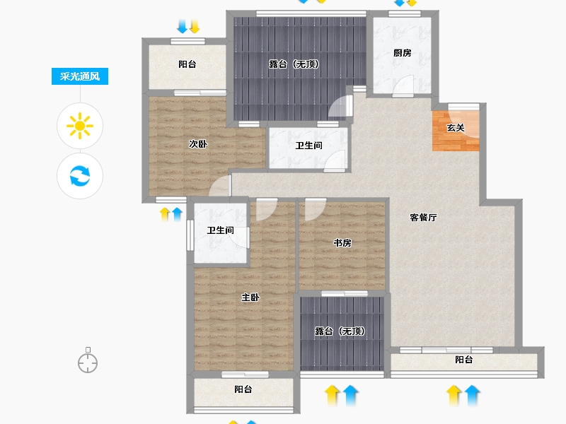 湖南省-长沙市-房聚云台府-141.90-户型库-采光通风