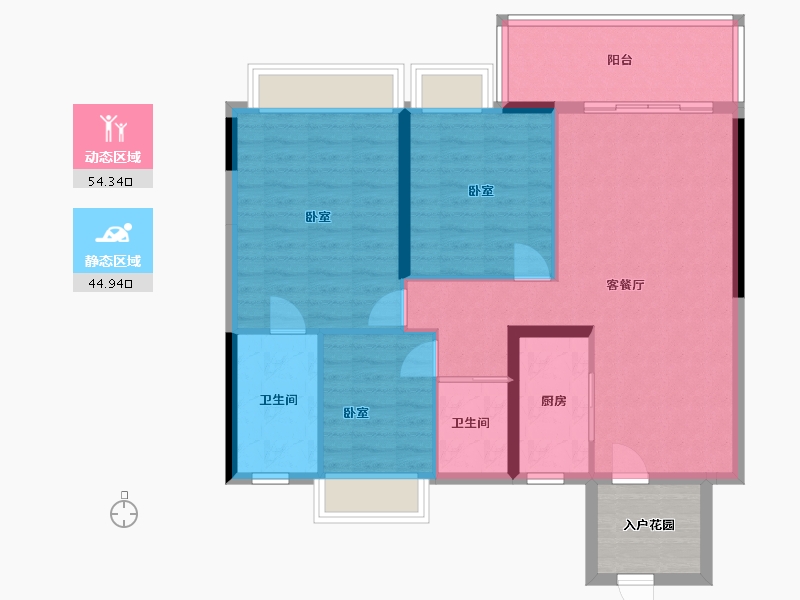 广东省-汕头市-碧桂园星荟-94.58-户型库-动静分区