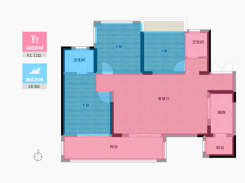 四川省-成都市-九龙仓时代上城-89.20-户型库-动静分区