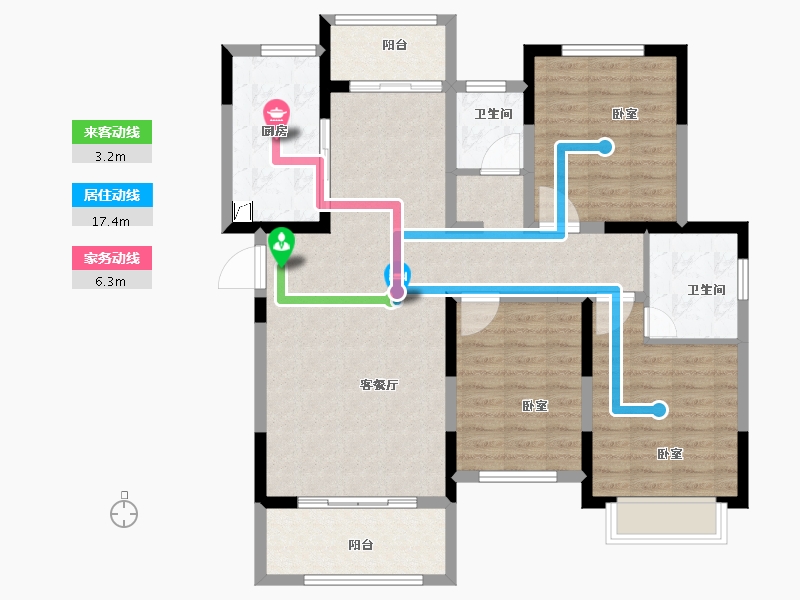 河南省-许昌市-新龙华庭-107.09-户型库-动静线