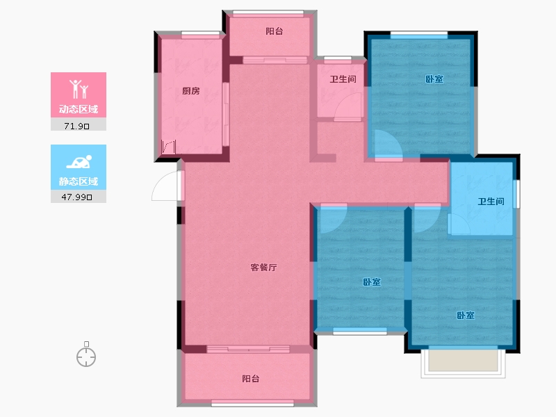 河南省-许昌市-新龙华庭-107.09-户型库-动静分区