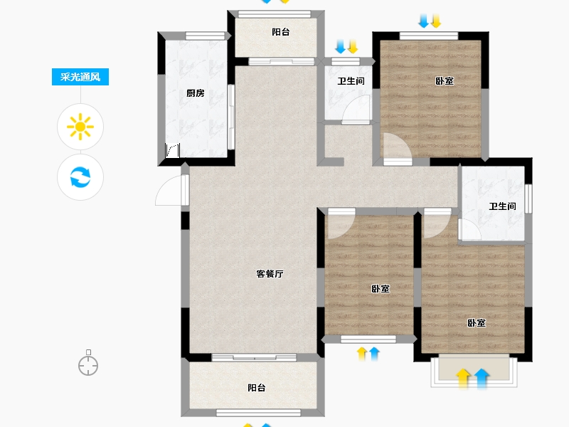 河南省-许昌市-新龙华庭-107.09-户型库-采光通风