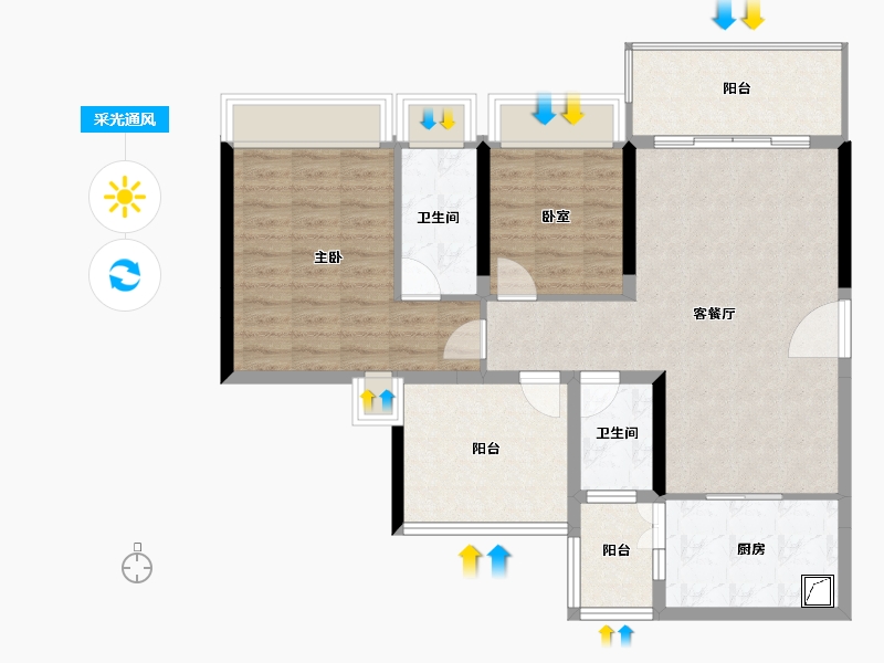 广东省-佛山市-碧桂园联丰天汇湾-91.16-户型库-采光通风