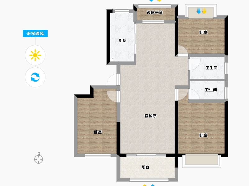 河南省-许昌市-恒达澜郡-104.00-户型库-采光通风