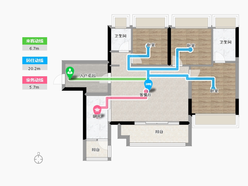 广东省-广州市-小城大院二期-86.25-户型库-动静线