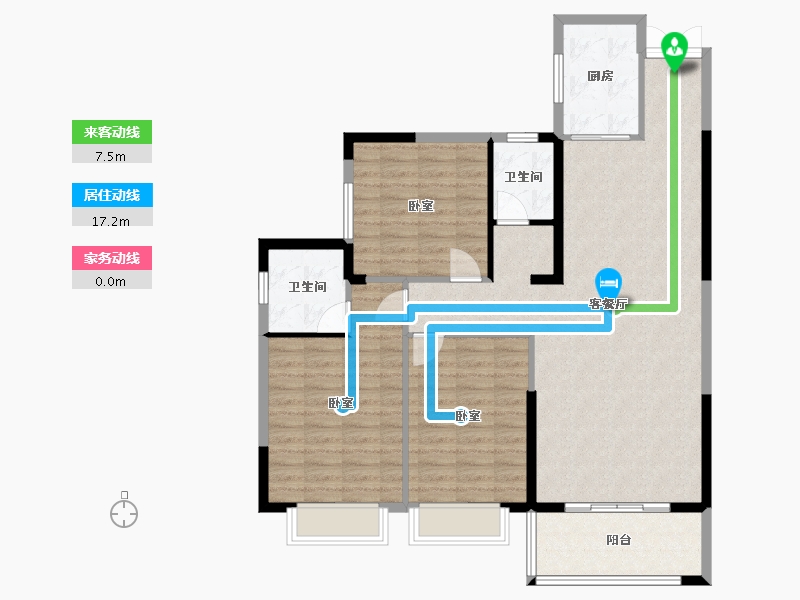 湖南省-岳阳市-鑫翔豪庭-107.54-户型库-动静线