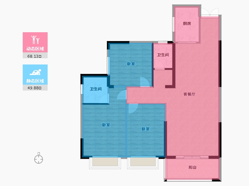 湖南省-岳阳市-鑫翔豪庭-107.54-户型库-动静分区