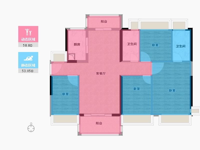 广东省-广州市-招商雍华府-100.58-户型库-动静分区