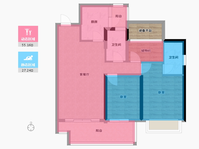 广东省-汕头市-金科博翠府-75.98-户型库-动静分区