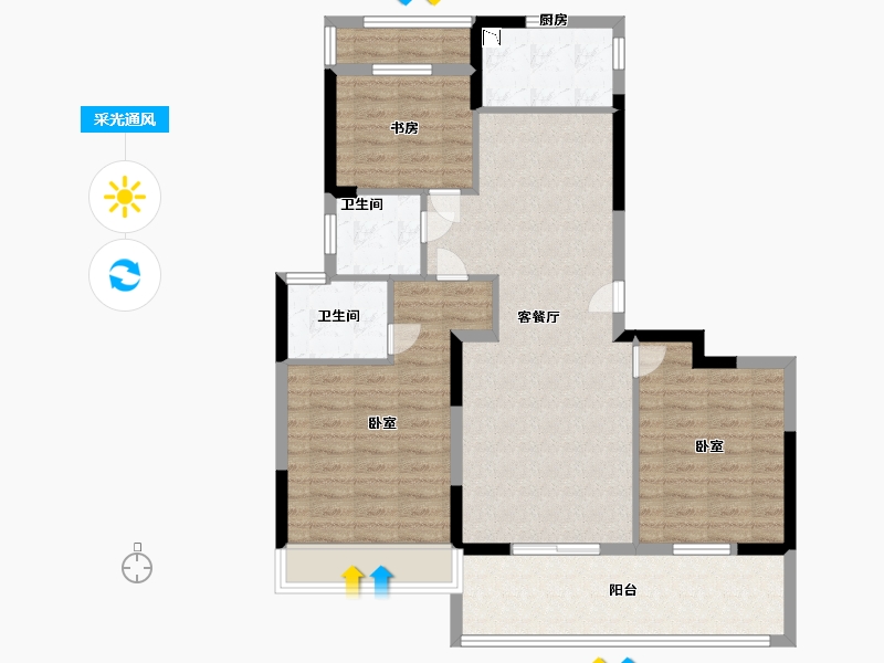 江苏省-苏州市-江湾澜庭-97.00-户型库-采光通风