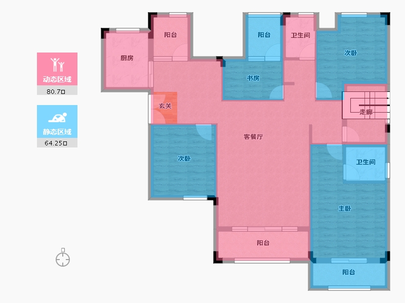 湖南省-长沙市-房聚云台府-130.34-户型库-动静分区