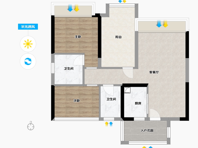 广东省-佛山市-普君新城华府-69.89-户型库-采光通风