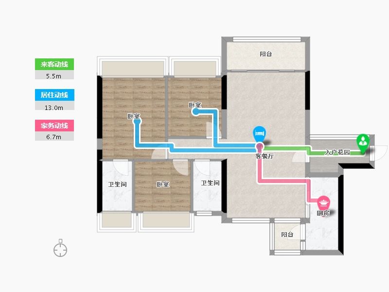 广东省-广州市-小城大院二期-89.91-户型库-动静线