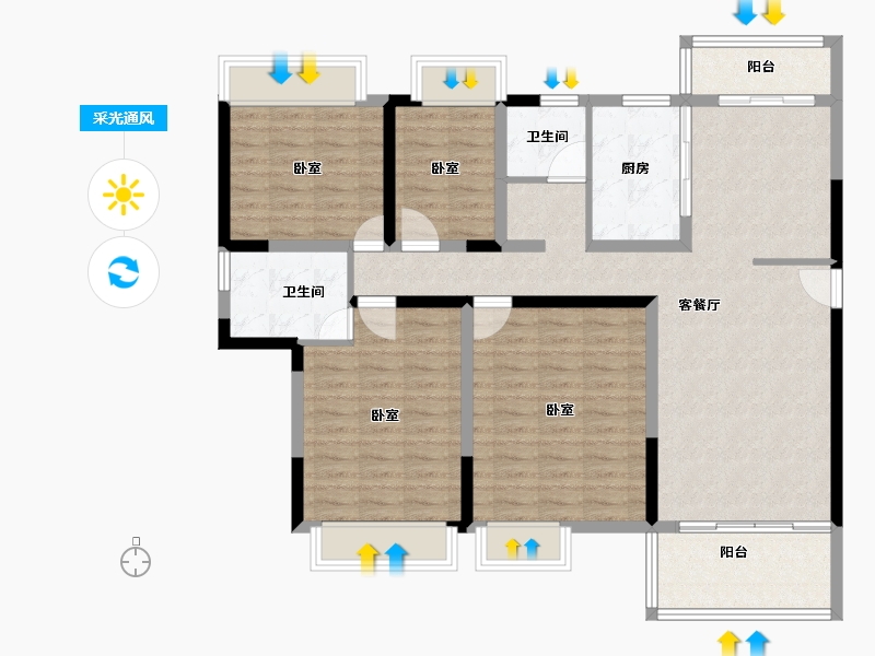 广东省-清远市-仁兴城市花园-115.00-户型库-采光通风