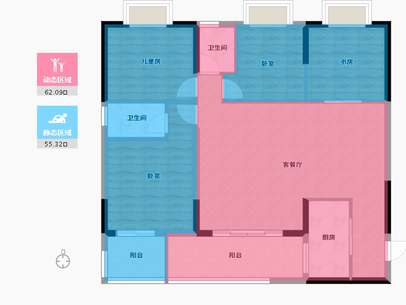 广东省-清远市-阳光里-106.49-户型库-动静分区