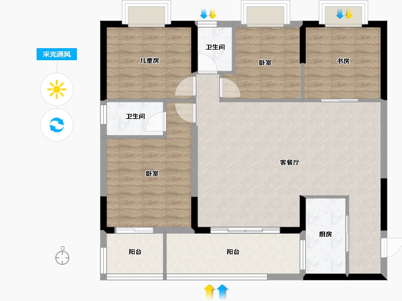 广东省-清远市-阳光里-106.49-户型库-采光通风