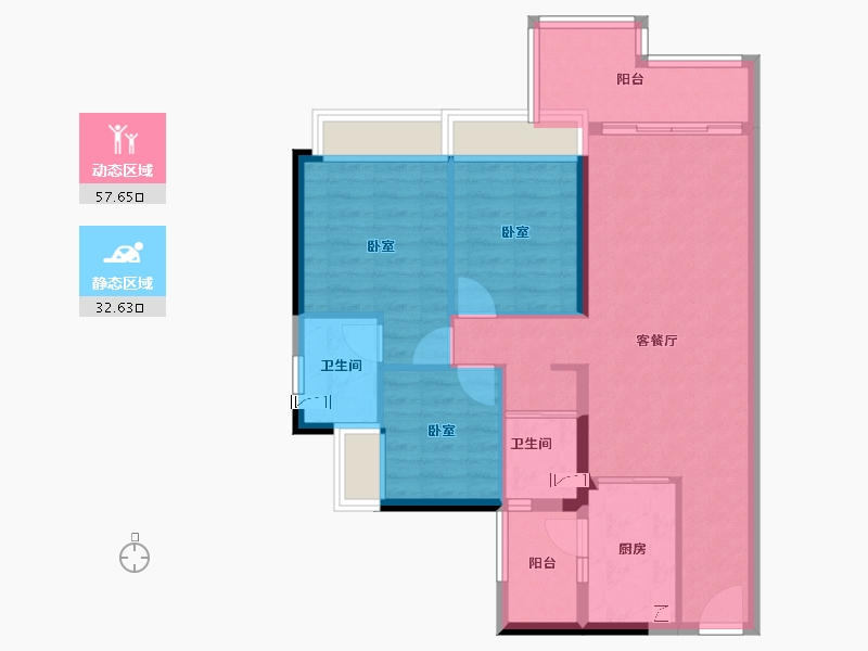 广东省-清远市-碧桂园状元府-80.09-户型库-动静分区