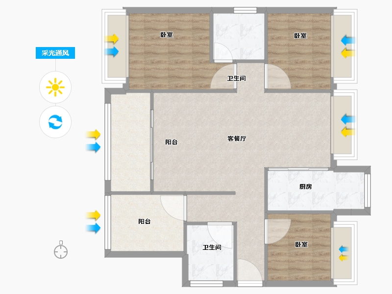 广东省-珠海市-华发国际商务中心·天瑆-88.00-户型库-采光通风