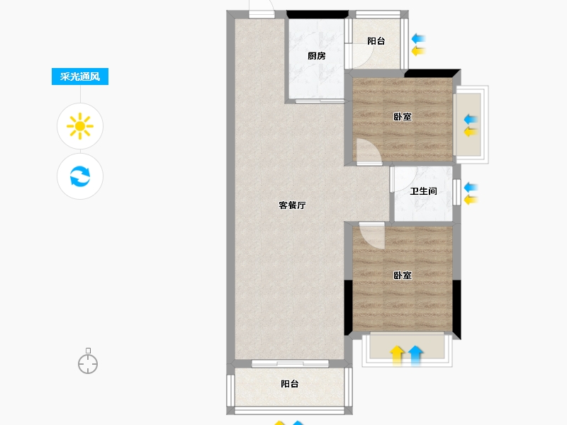 湖南省-郴州市-林邑翰庭-65.44-户型库-采光通风