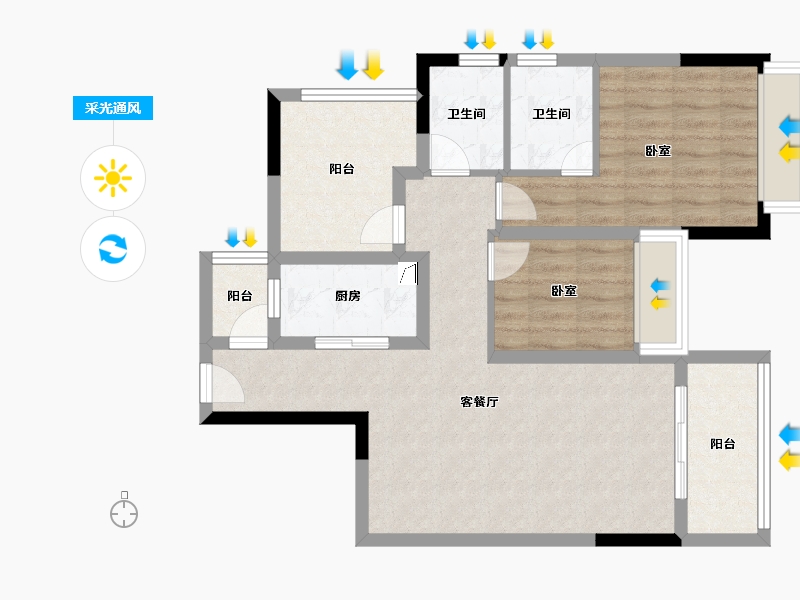 广东省-珠海市-珠光新城三期-76.98-户型库-采光通风