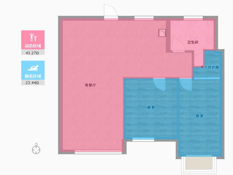 江苏省-苏州市-东环里-60.55-户型库-动静分区