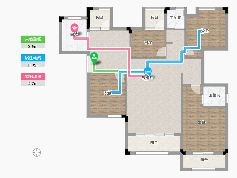 湖南省-长沙市-房聚云台府-126.75-户型库-动静线