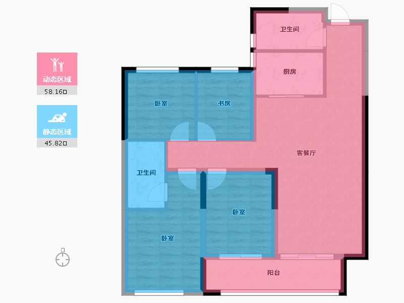 湖南省-长沙市-城发恒伟星雅韵-93.23-户型库-动静分区