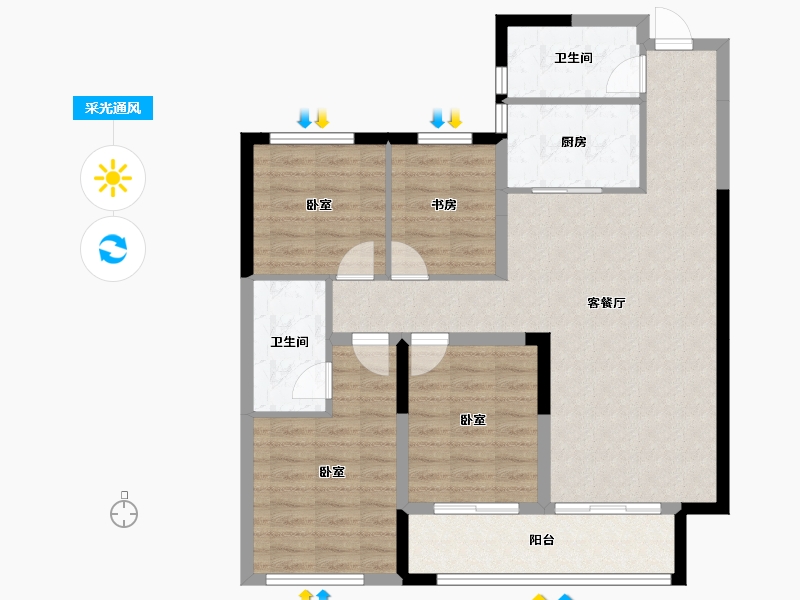 湖南省-长沙市-城发恒伟星雅韵-93.23-户型库-采光通风