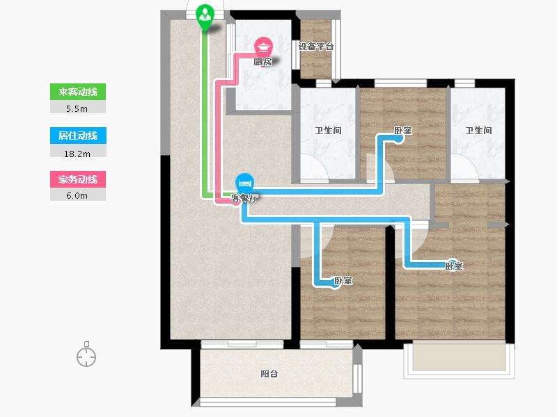 湖南省-长沙市-美的麓府-75.12-户型库-动静线