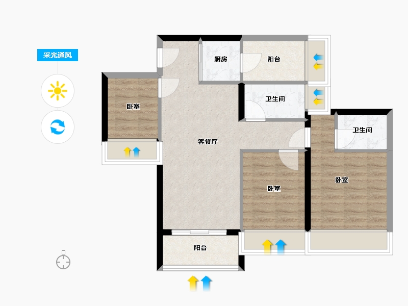 广东省-深圳市-新锦安海纳公馆-71.00-户型库-采光通风