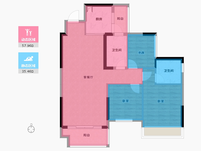 湖南省-娄底市-五江澜苑-83.56-户型库-动静分区