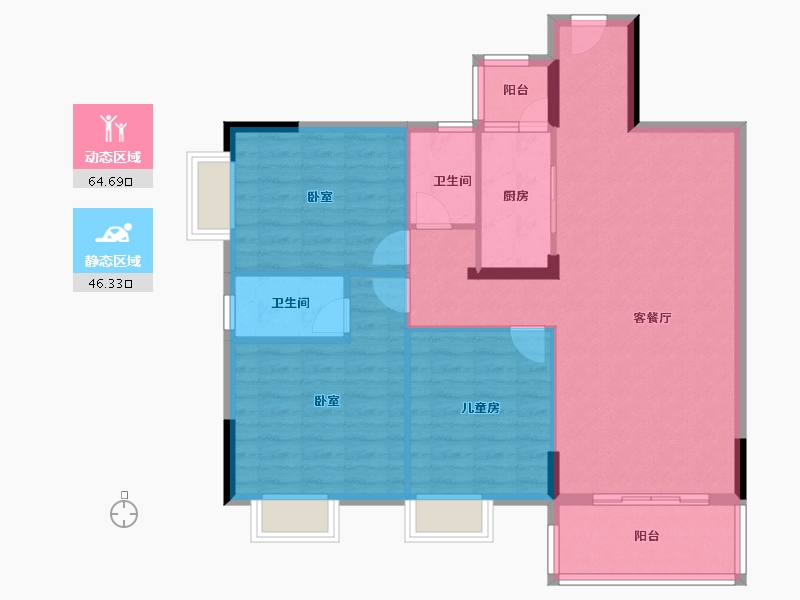 广东省-清远市-阳光里-100.98-户型库-动静分区