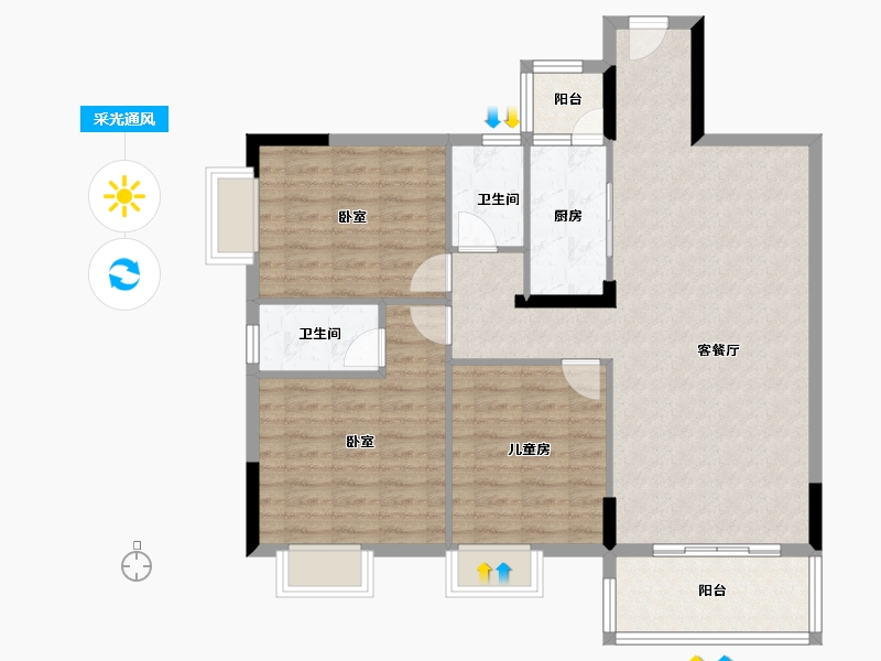 广东省-清远市-阳光里-100.98-户型库-采光通风