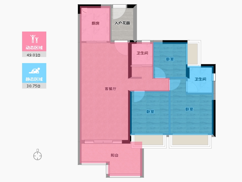 广东省-清远市-碧桂园状元府-75.33-户型库-动静分区