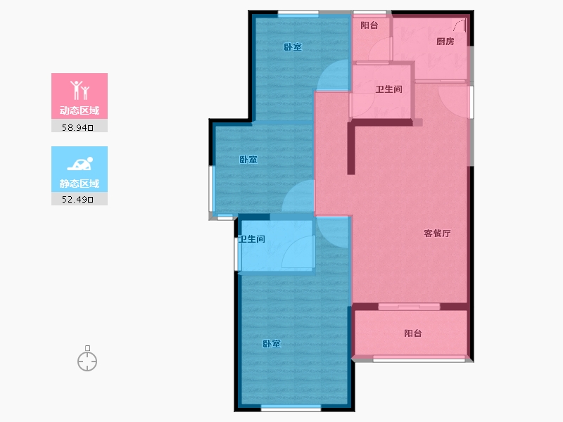 陕西省-西安市-万科荣华金域名城-101.00-户型库-动静分区