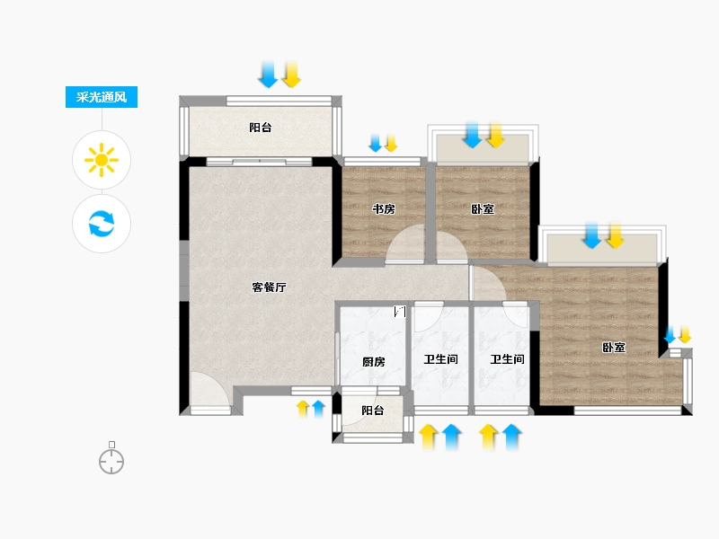 广东省-佛山市-富凯国际公馆-71.00-户型库-采光通风