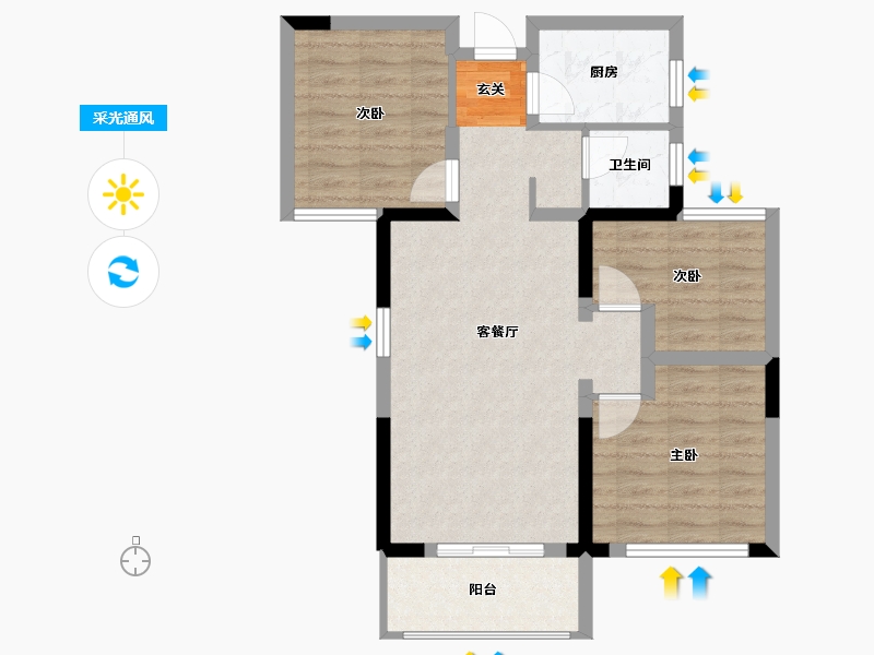 湖南省-长沙市-星语林南壹号-68.58-户型库-采光通风