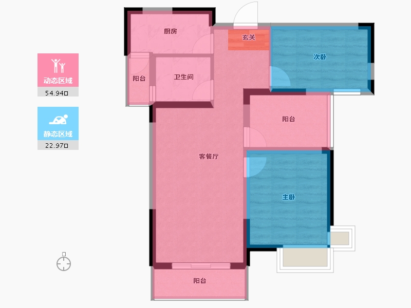 湖南省-长沙市-中国铁建山语城-69.23-户型库-动静分区