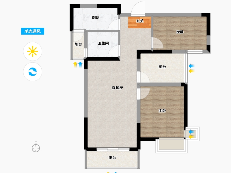 湖南省-长沙市-中国铁建山语城-69.23-户型库-采光通风