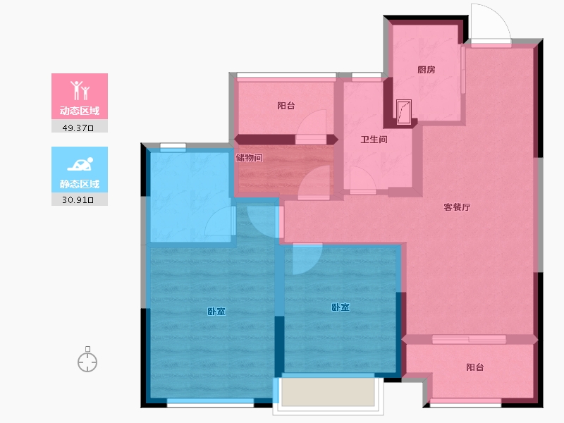 浙江省-嘉兴市-聚米喆园-70.00-户型库-动静分区