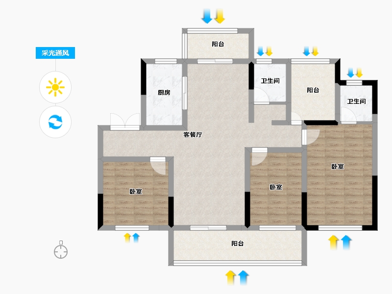 湖南省-长沙市-宇业东方红郡-112.21-户型库-采光通风