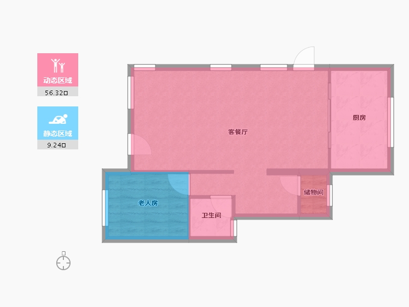 湖南省-长沙市-碧桂园公园壹号-59.91-户型库-动静分区